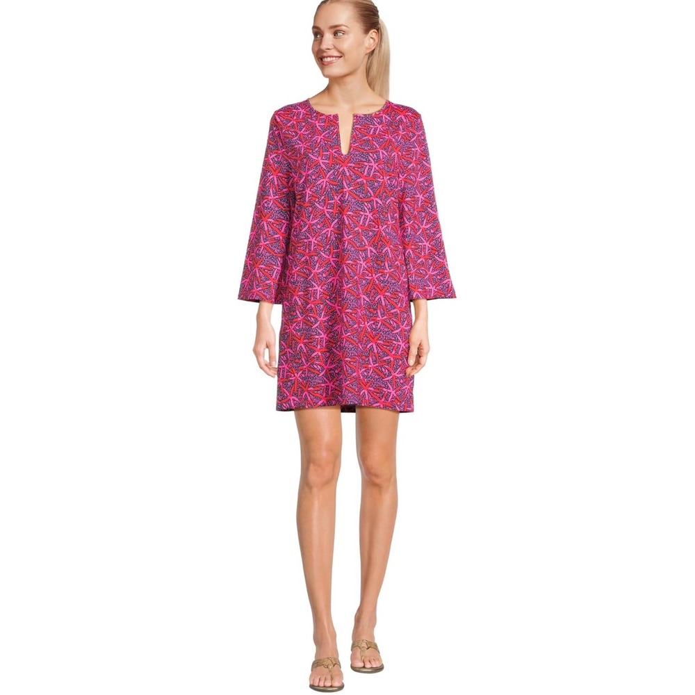 Lilly Pulitzer Johana Long Sleeve Cover-up Dress Pink Star Searching size 0